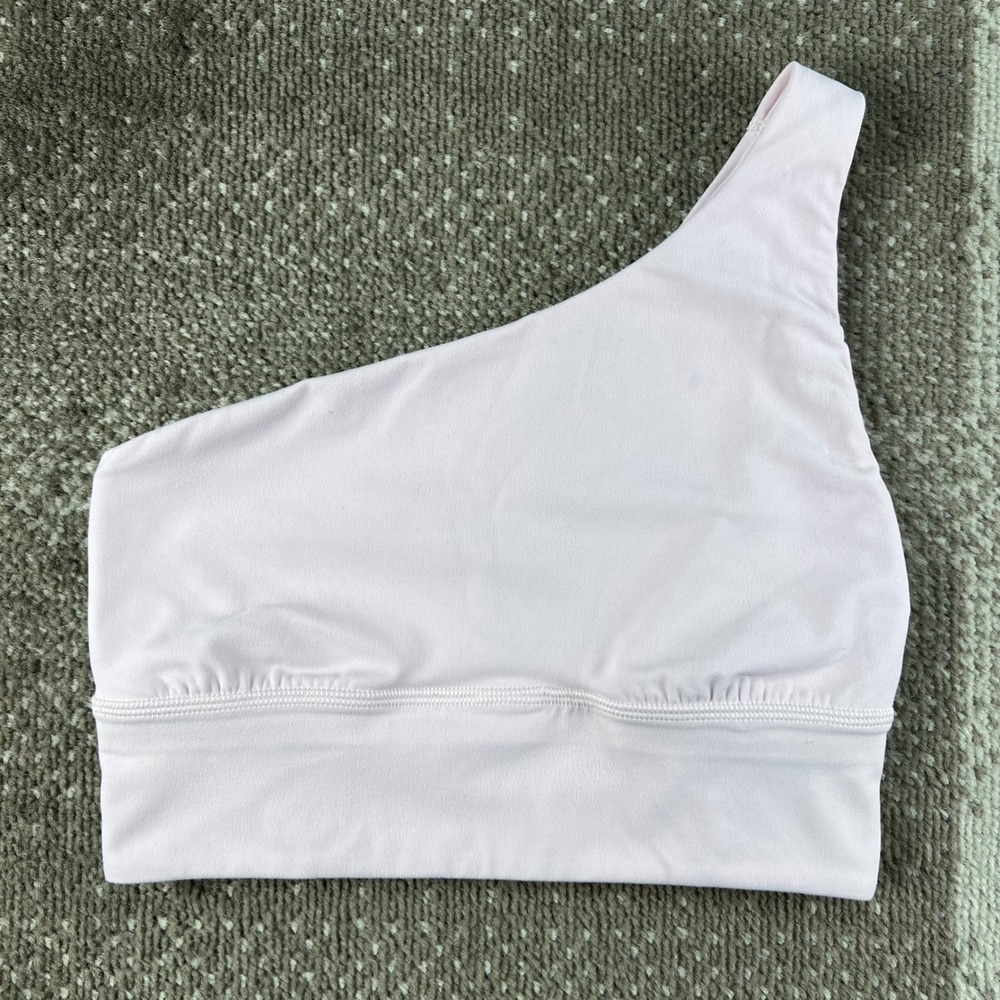 Lululemon Align Asymmetrical Sports Bra Light Pink One Shoulder LW2DTKS Size 4